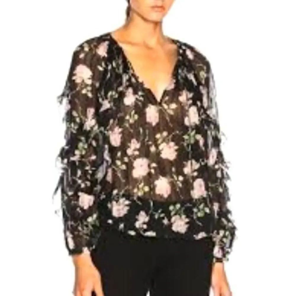 Ulla Johnson Azalea Blouse in Noir sz 4